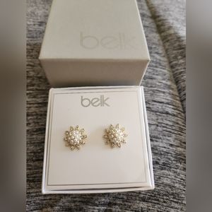Gold tone Flower and Pear Earrings